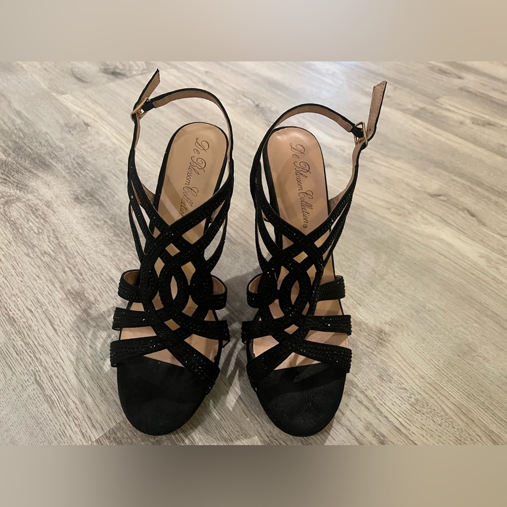 Black size ten sparkly heels